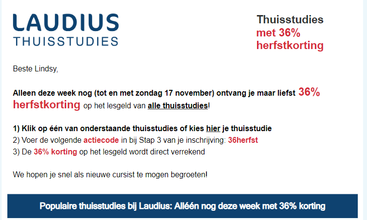 -36% op thuisstudies bij Laudius 📚