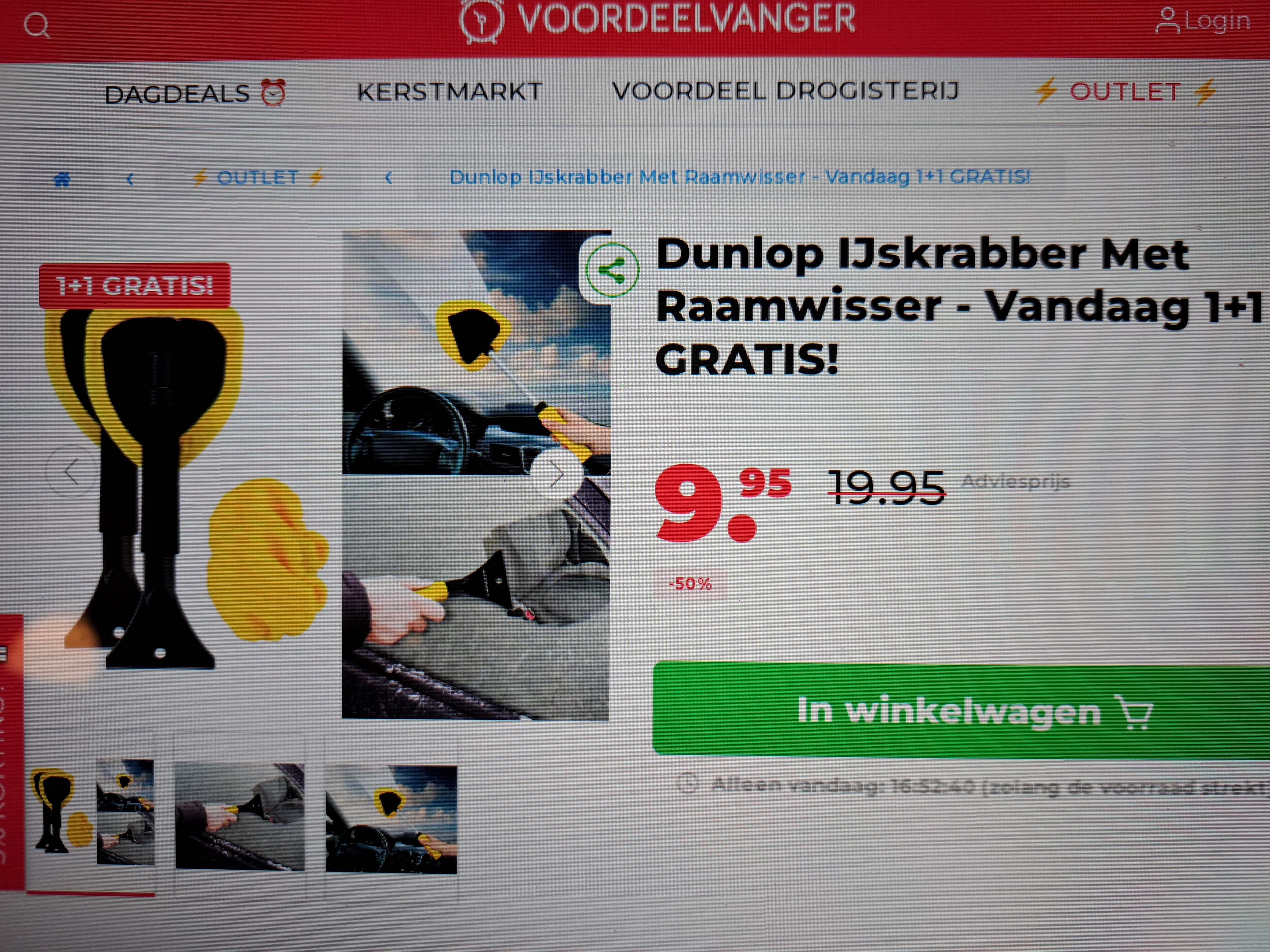 Dunlop IJskrabber Met Raamwisser - Vandaag 1+1 GRATIS! -50%
