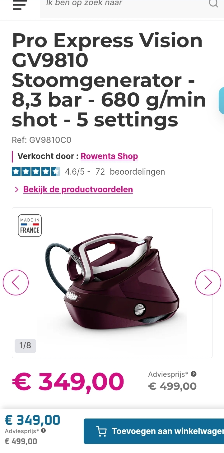 Calor Pro Express Vision GV9810 Stoomgenerator