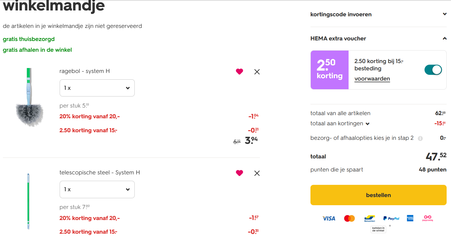 -20% op alles bij HEMA + extra korting met Hema Extra