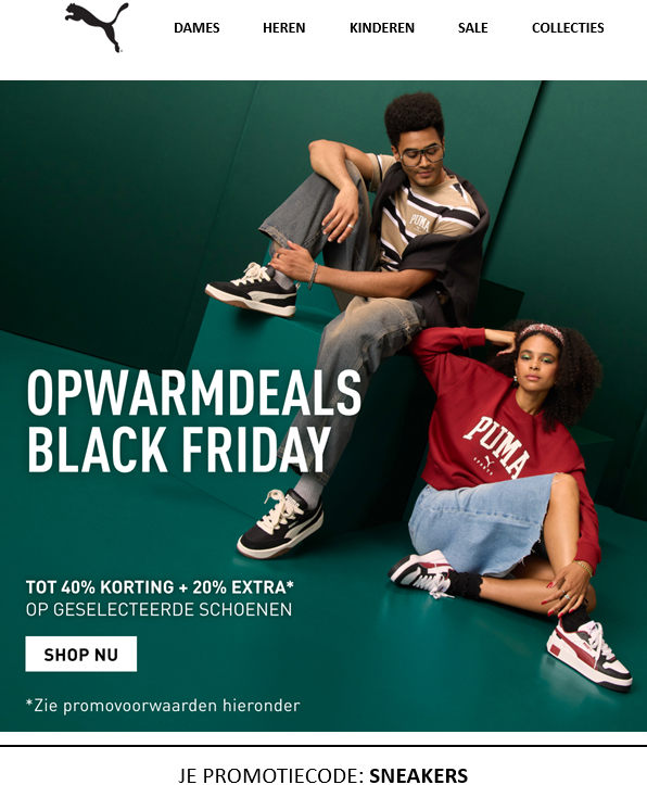 Tot -40% en nog eens -20% extra bij PUMA
