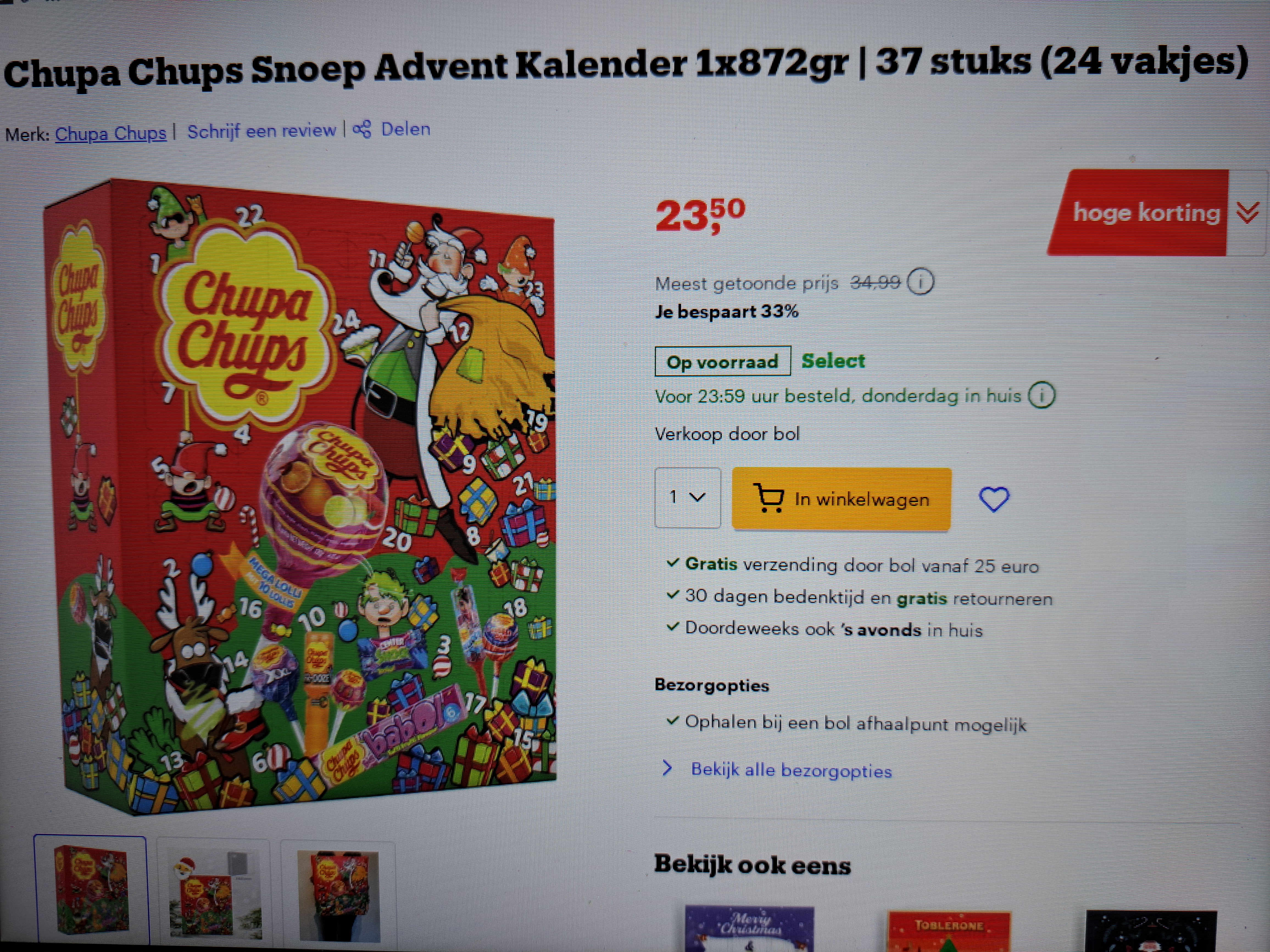 Chupa Chups Snoep Advent Kalender -33%