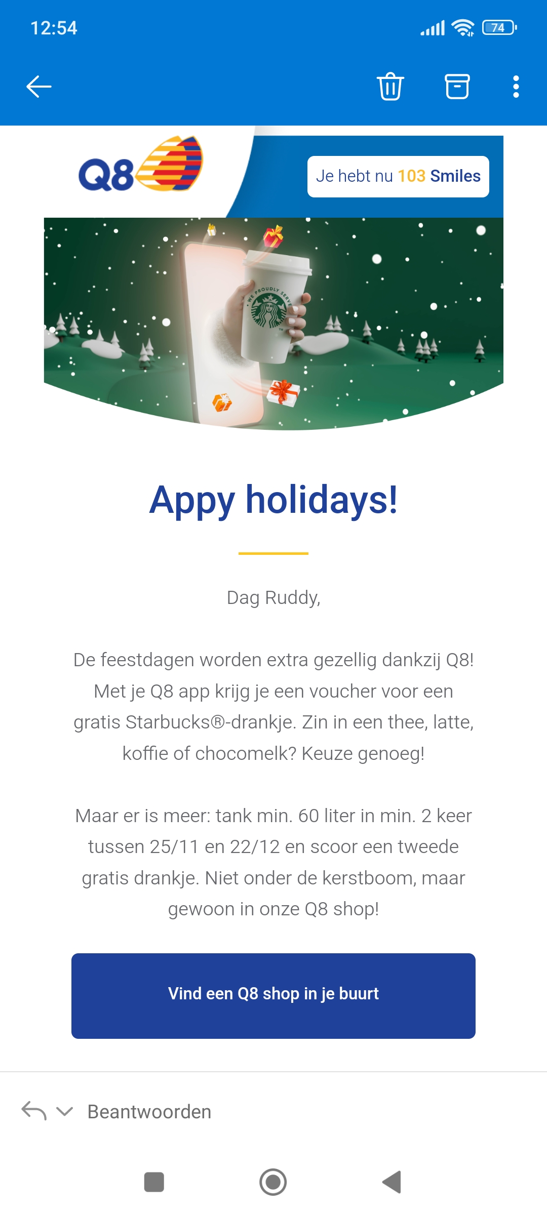 Gratis koffie q8