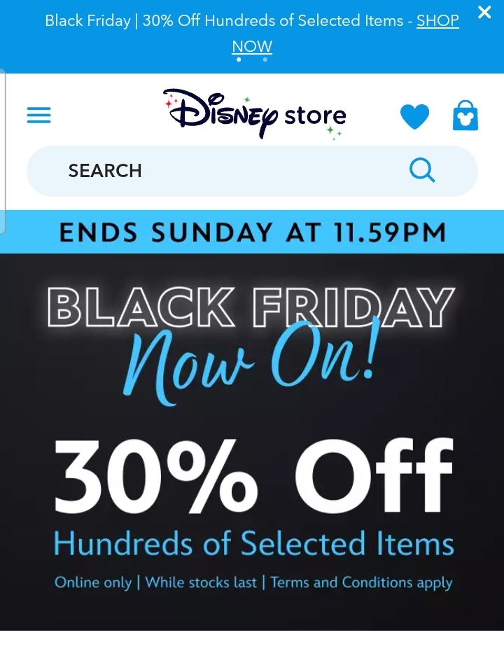 Disneystore deals -30% 🖤 Black Friday