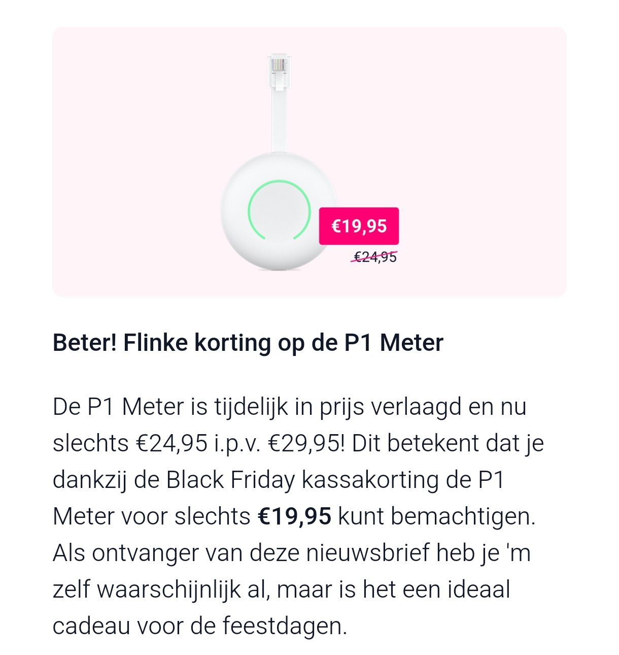 P1 meter nu aan 10€ korting