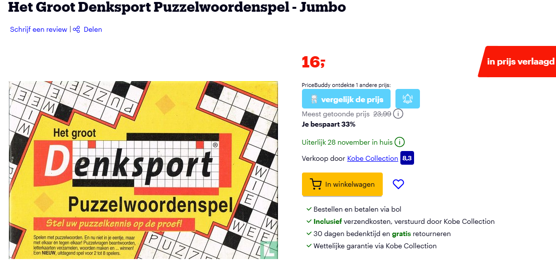 Denksport Puzzelwoordenspel met 33% korting ✨