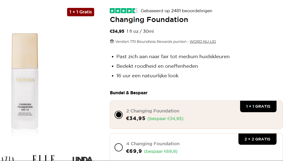 50% korting op foundation, blush of travel kit 🖤 Sale deal