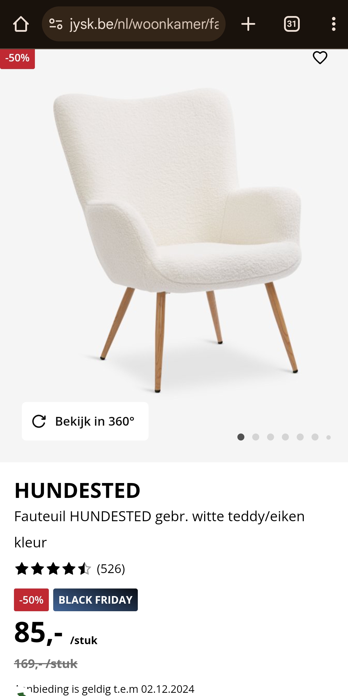 Teddy fauteuil aan 50% korting