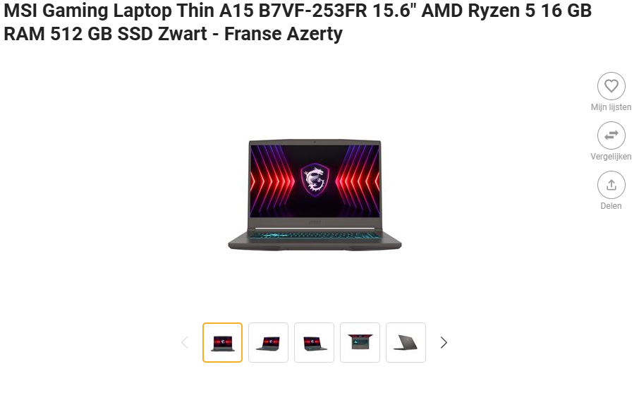 32% korting op MSI Gaming Laptop bij Fnac