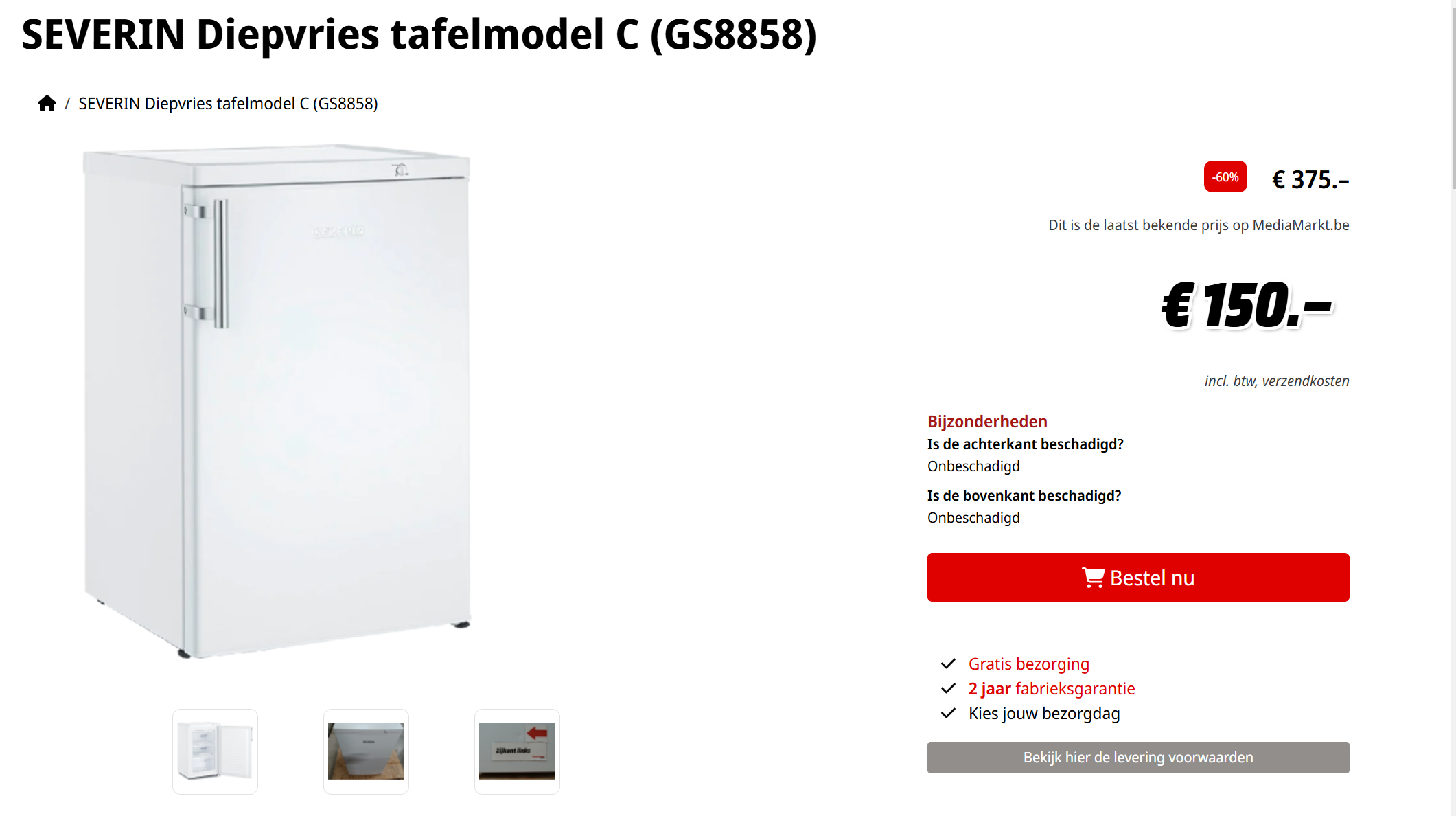 Severin diepvries tafelmodel