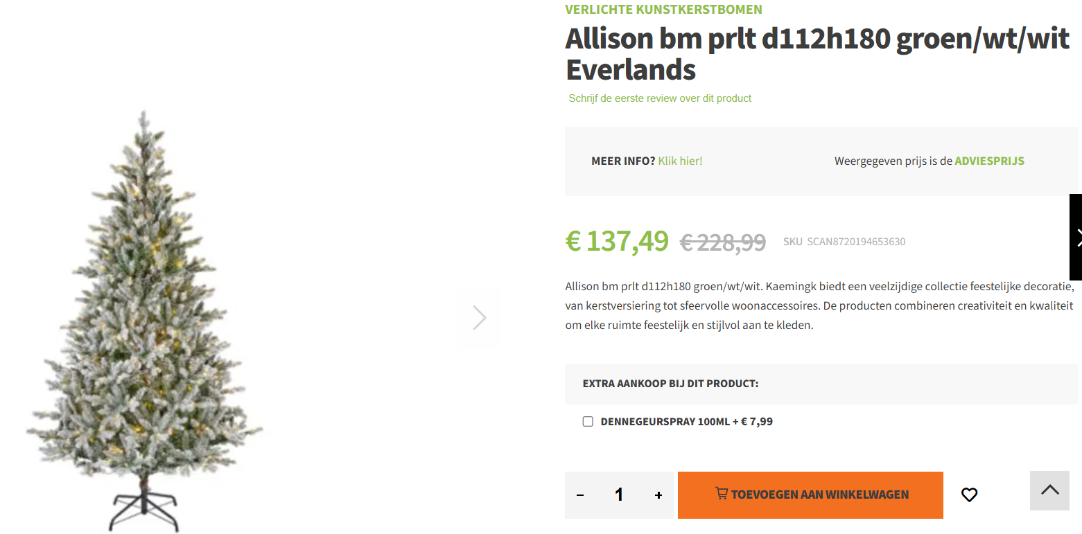 Hoge korting op kunstkersbomen 🎄 Warentuin