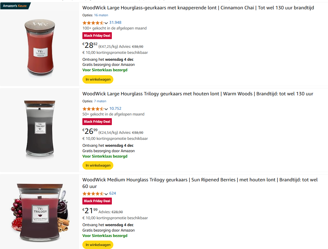 WoodWick promotie Amazon.nl