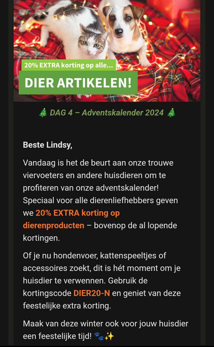 -20% extra korting op Dieren 🎄