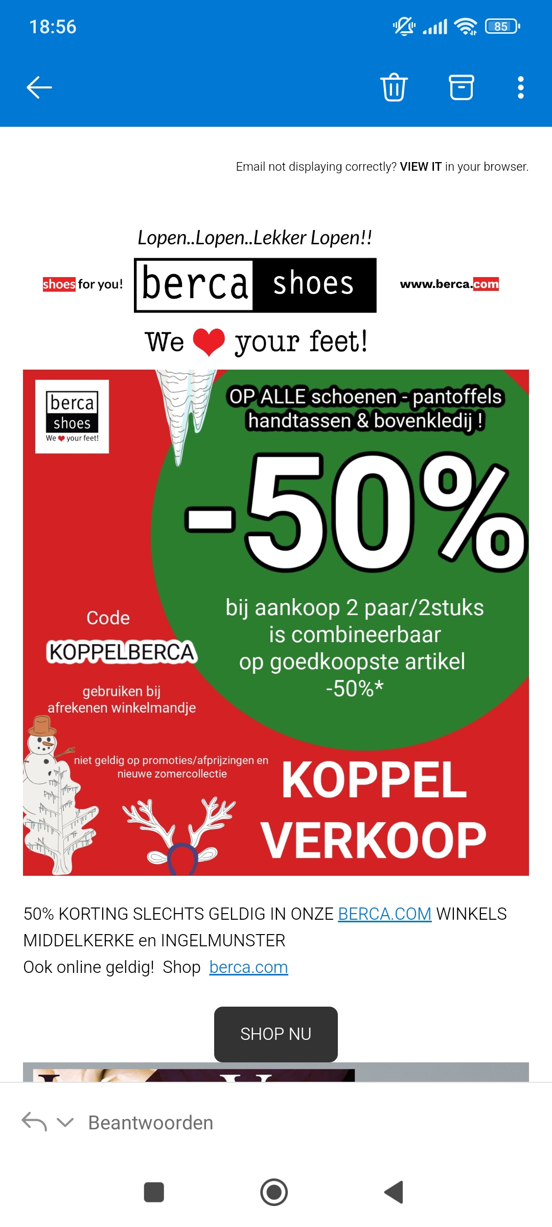Koppelverkoop berca: -50% bij aankoop van 2 stuks