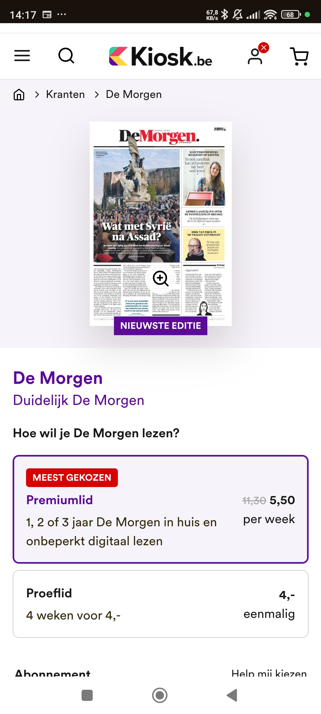 4 weken je favoriete krant voor 4€!