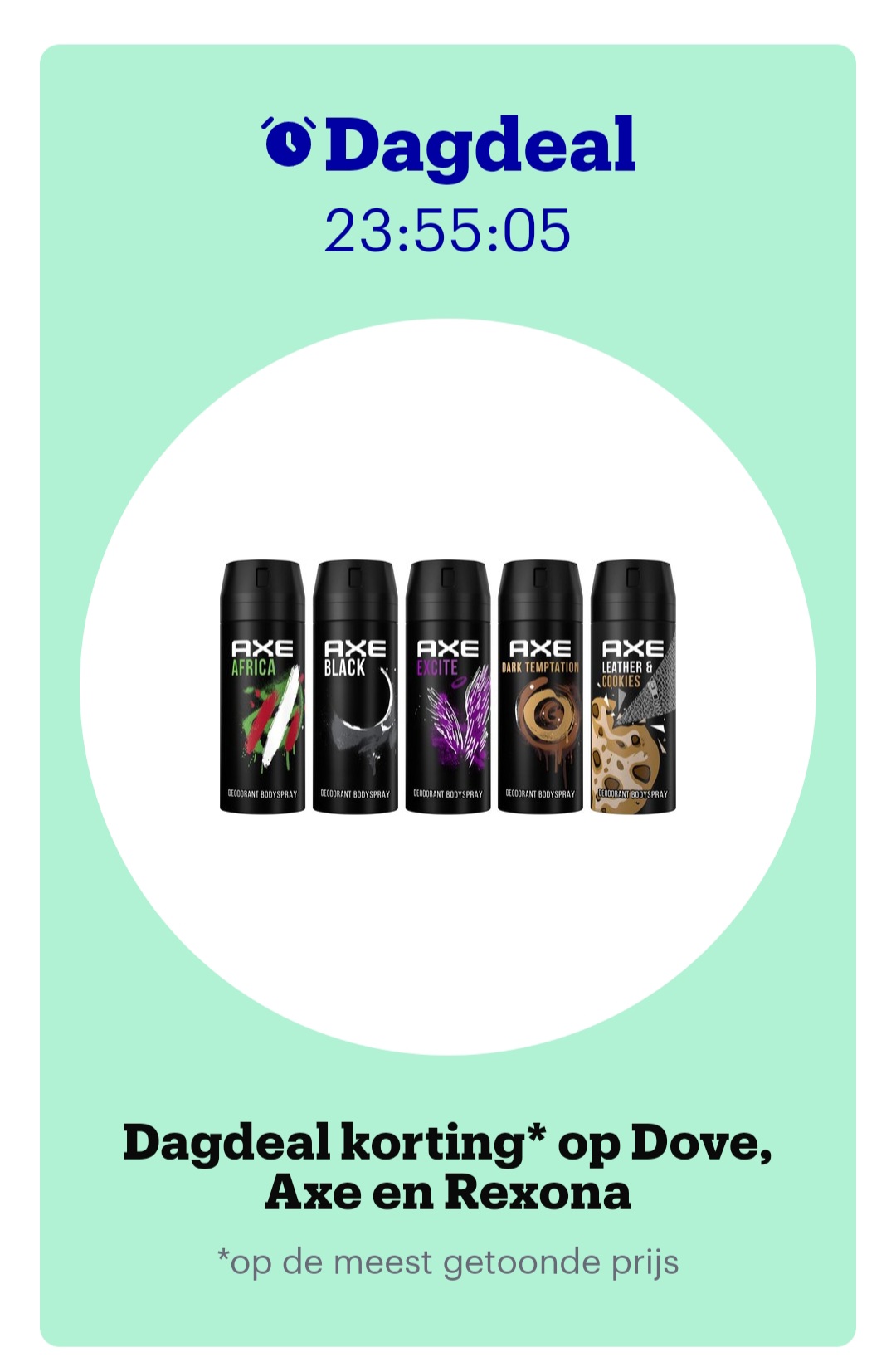 Dagdeal bol korting op dove, axe en rexona