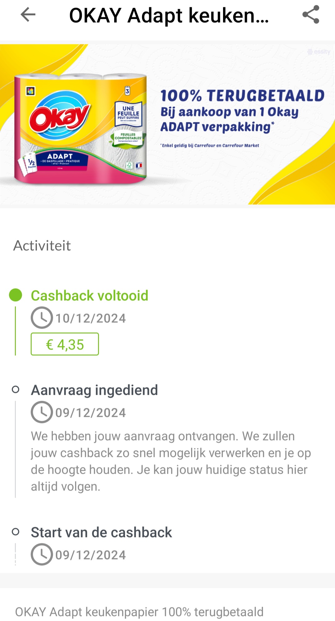 Myshopi 100% terugbetaald okay keukenpapier