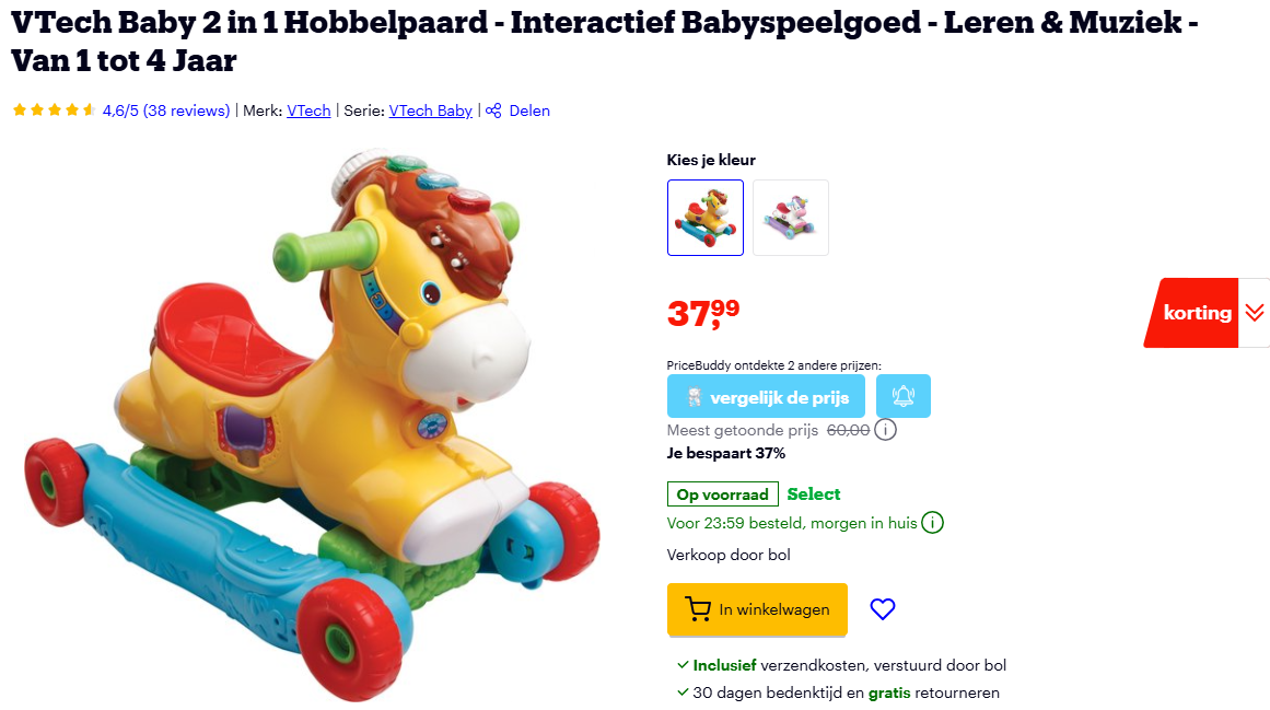 VTech 2-in-1 hobbelpaard/loopwagen