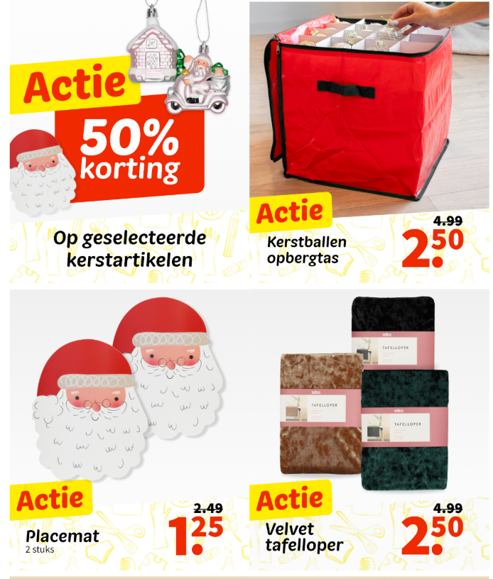 50% korting op selectie kerstartikelen bij Wibra