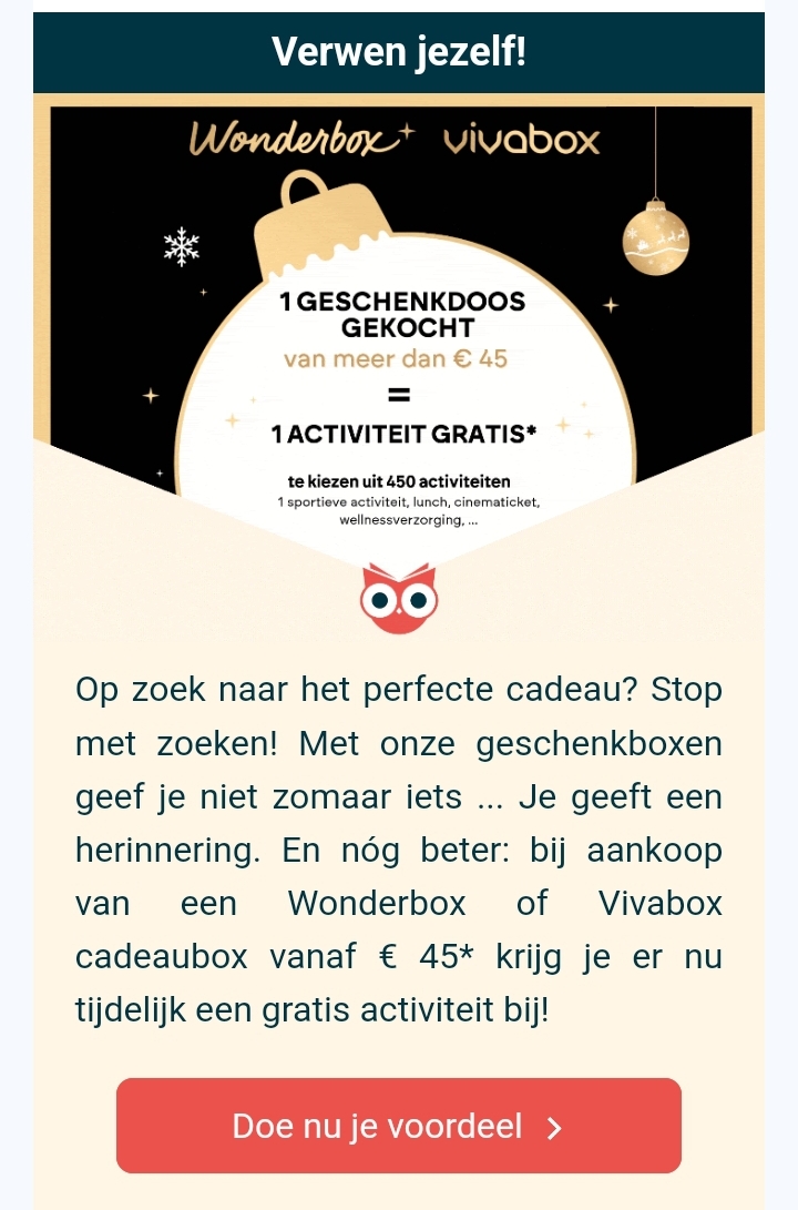 Gratis activiteit bij aankoop Wonderbox of Vivabox