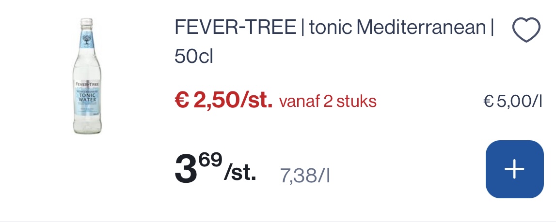 Fever tree tonic goedkoper