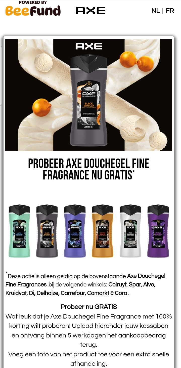 Probeer Axe Douchegel Fine Fragrance nu gratis