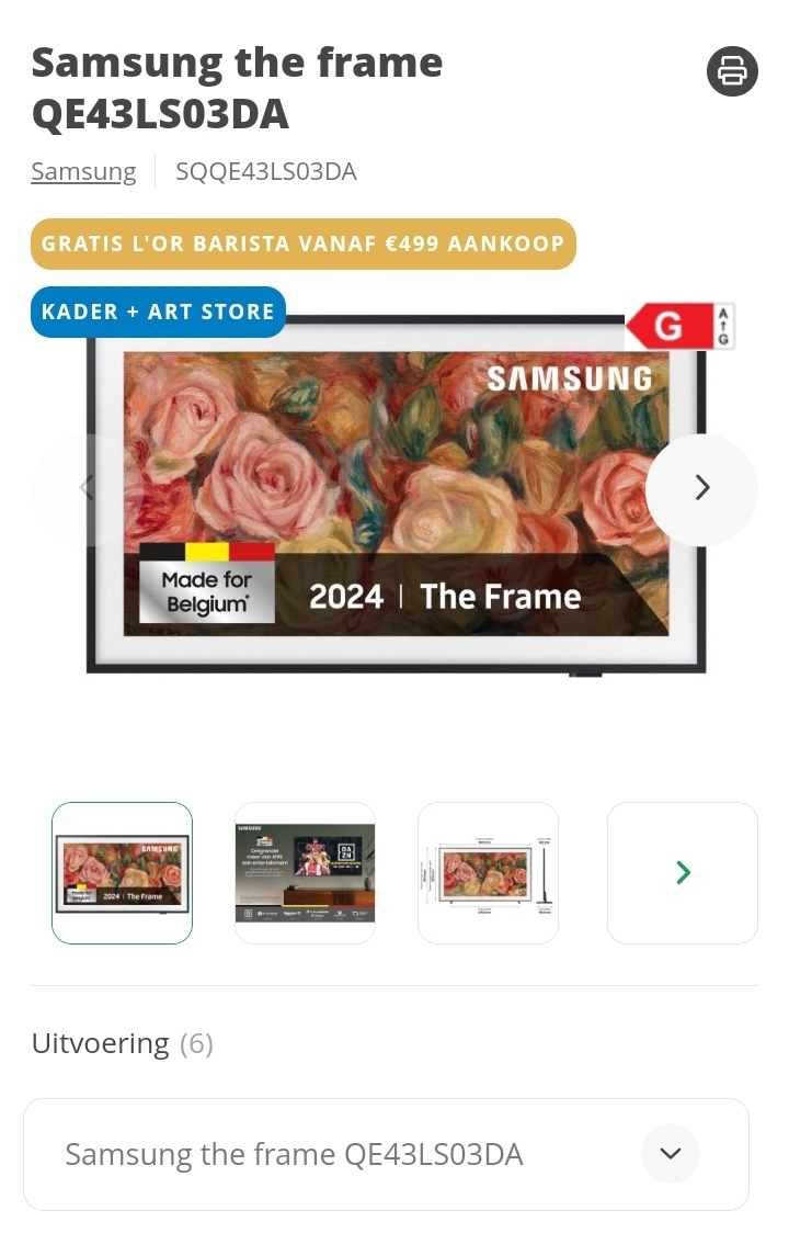 Samsung the frame QE43LS03DA korting én 3 cadeaus
