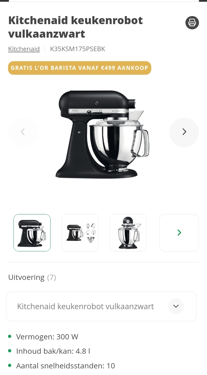 KitchenAid Artisan keukenrobot + gratis L’OR Barista