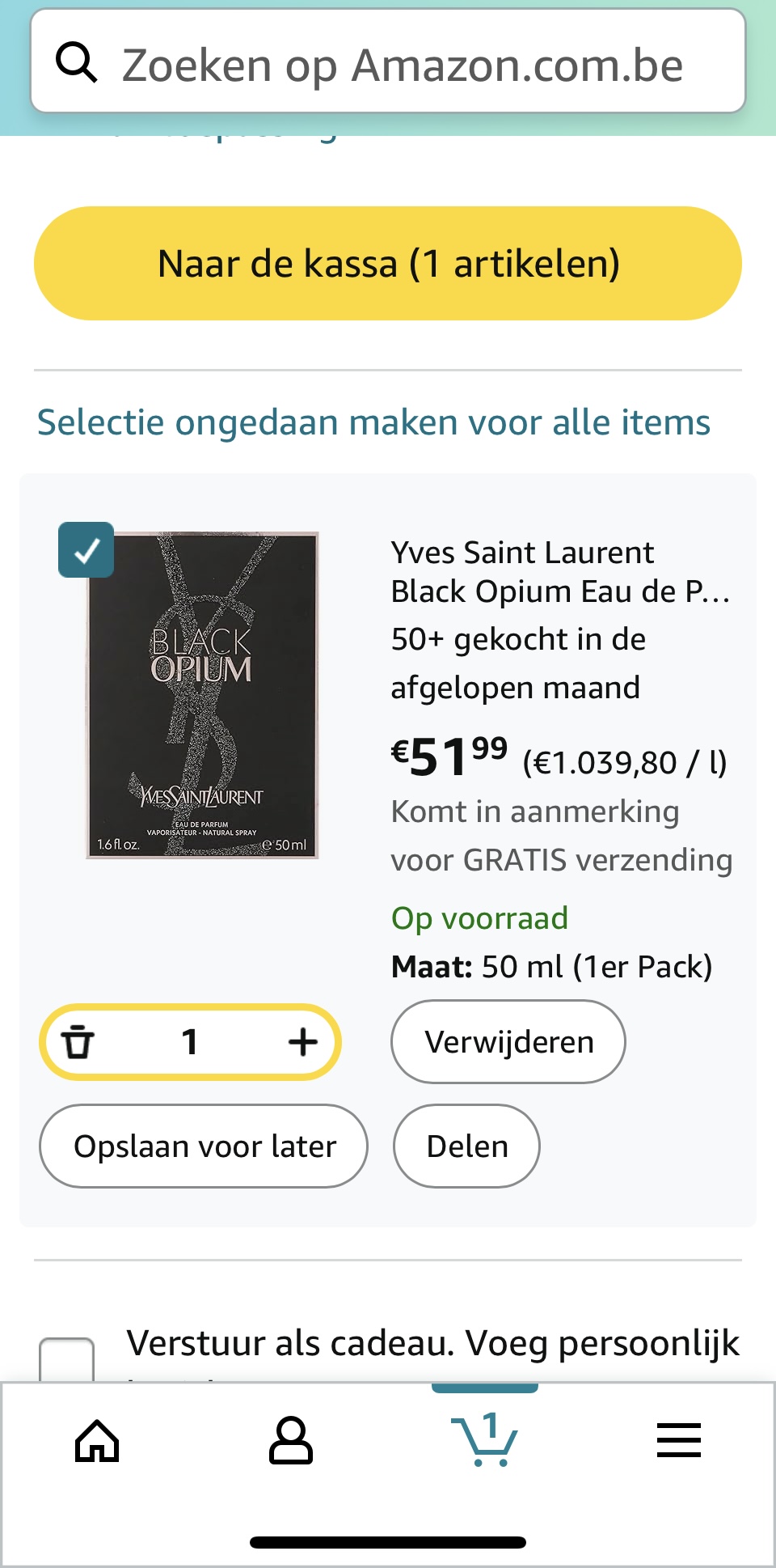 YSL BLACK OPIUM 50ml voor 41.99 euro