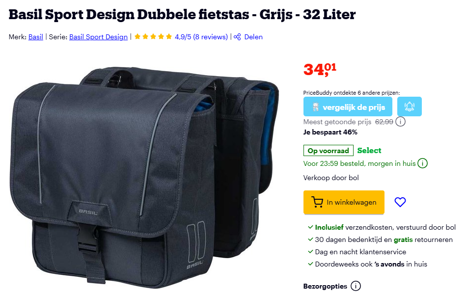 Basil Sport Design Dubbele fietstas - Grijs - 32 Liter