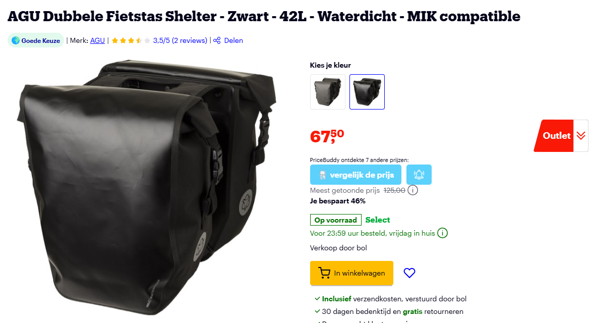 AGU Dubbele Fietstas Shelter