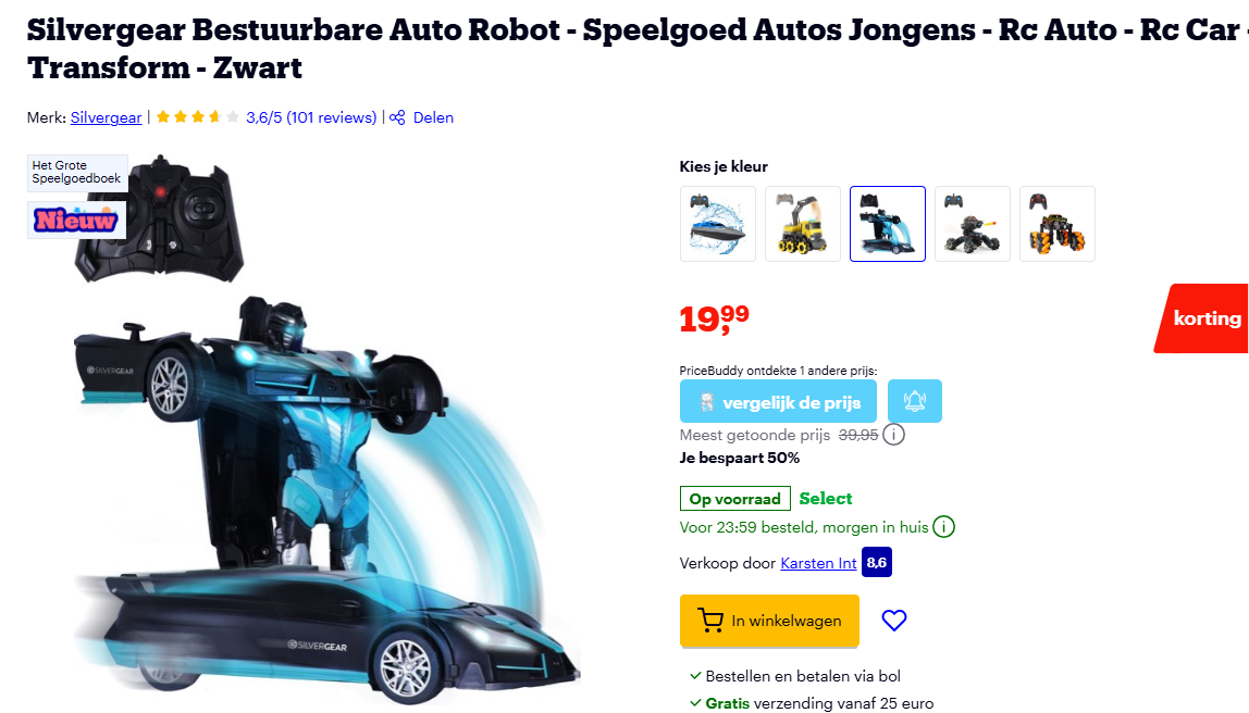 -50% bestuurbare auto robot 🏁 Bol