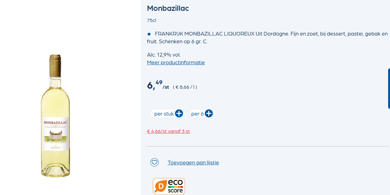 -28% Monbazillac wijn 🍇 Colruyt en Collect&Go