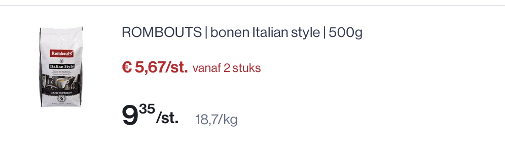 Rombouts koffiebonen goedkoper