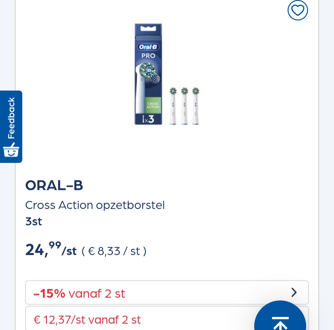 Collect&go ORAL-B Cross Action opzetborstel 3st