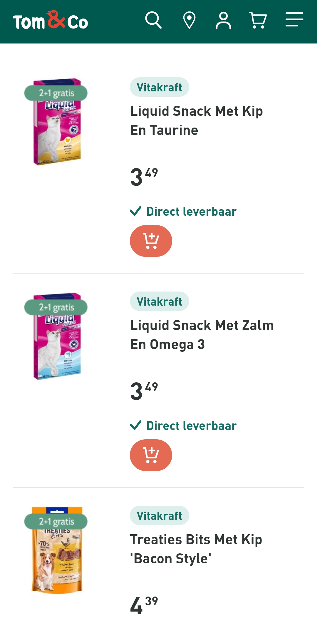 Tom & Co snacks 2 + 1