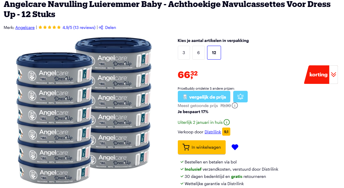 Angelcare DressUp navulcassettes goedkoop 👶 Luieremmer