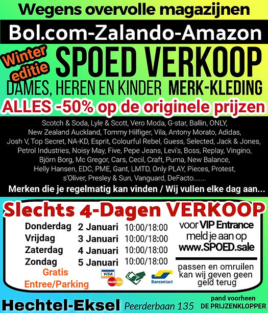 Spoed verkoop dames- heren- en kinder merkkleding
