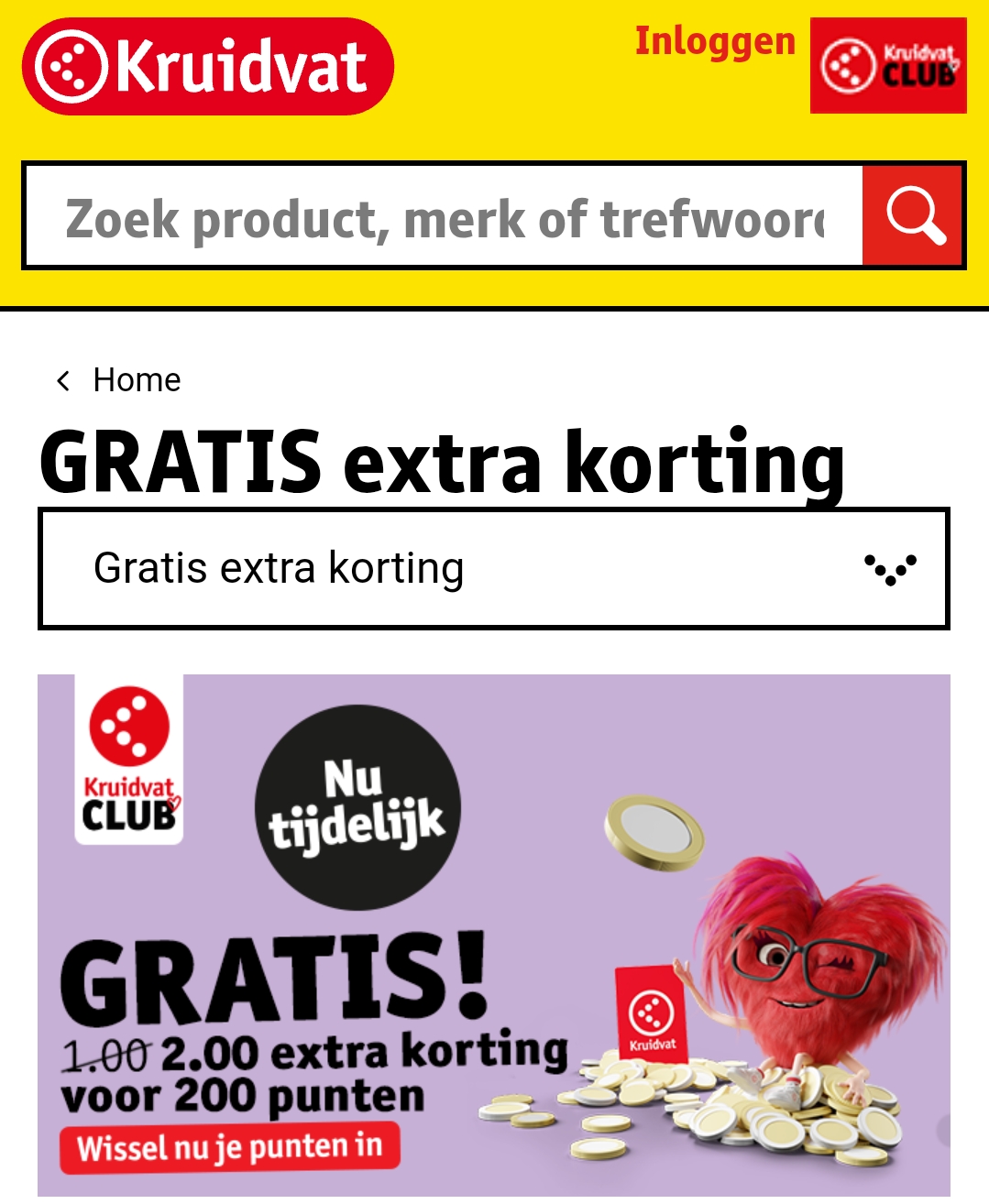 Kruidvat punten €2 korting