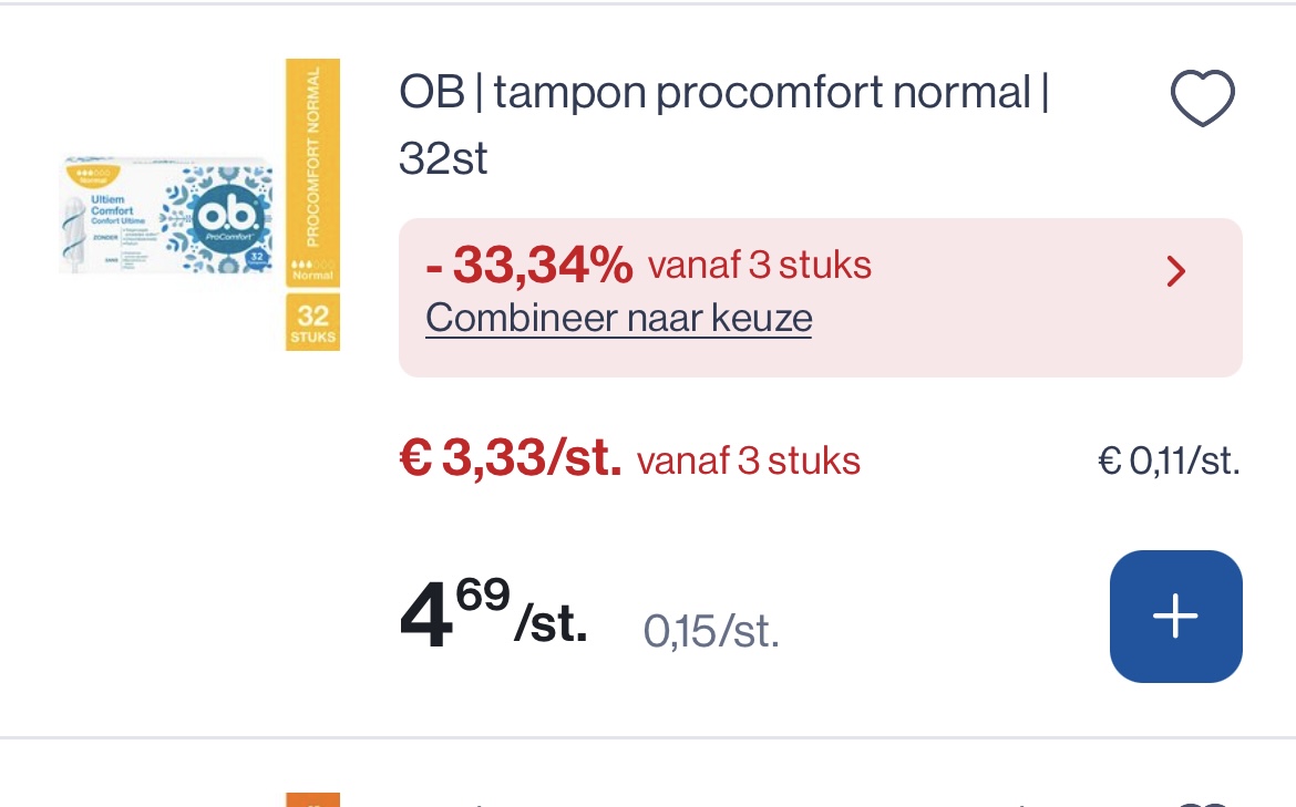 Ob tampons goedkoper