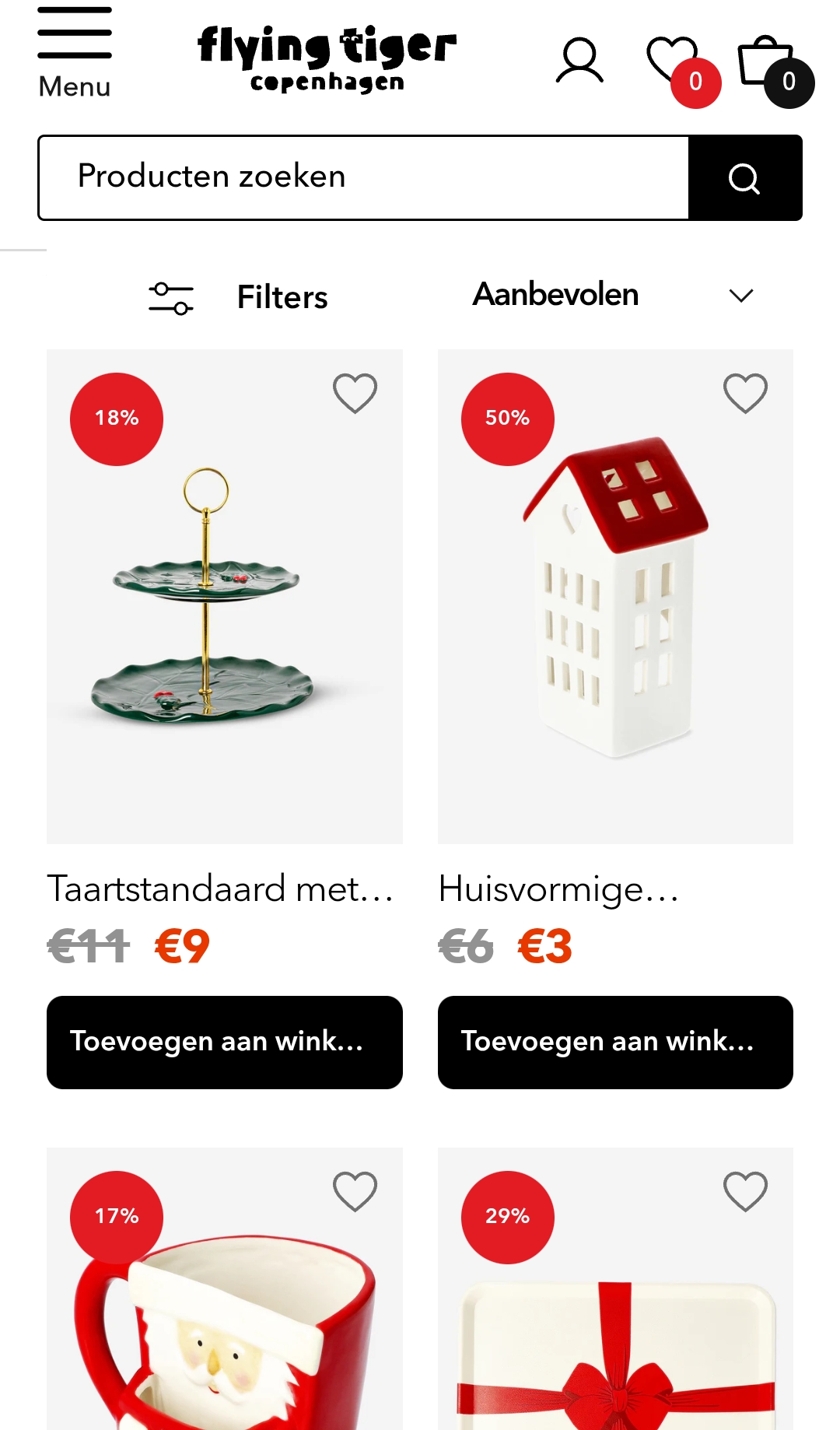 Flying tiger 50% kerstartikelen