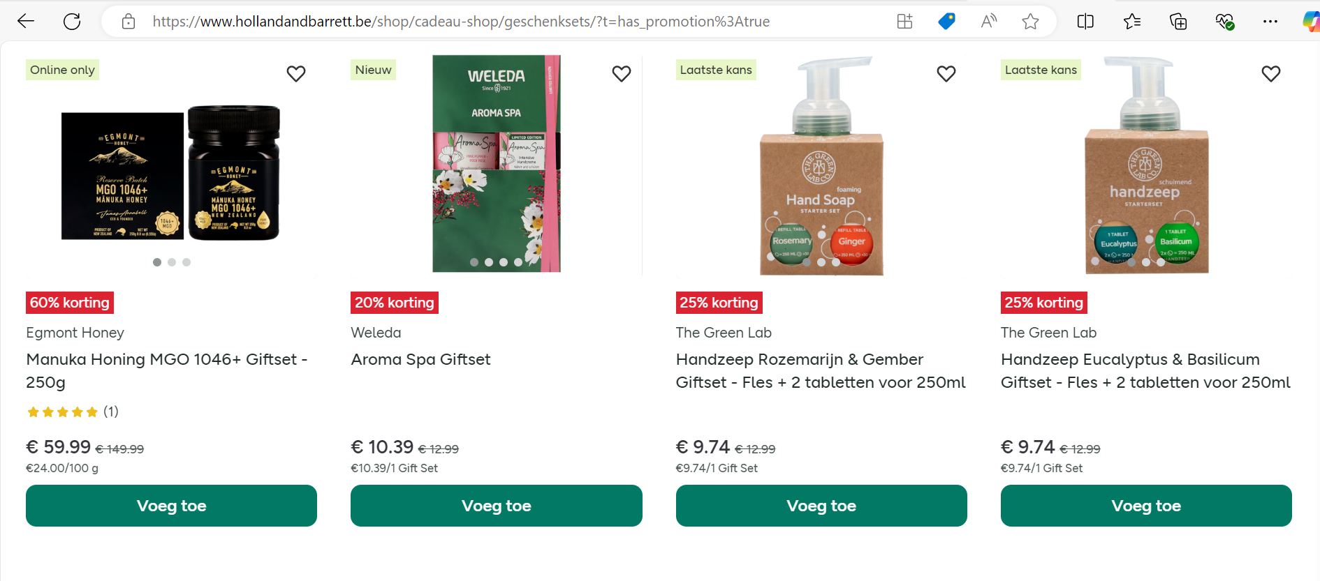 Holland & Barrett geschenksets tot 60%