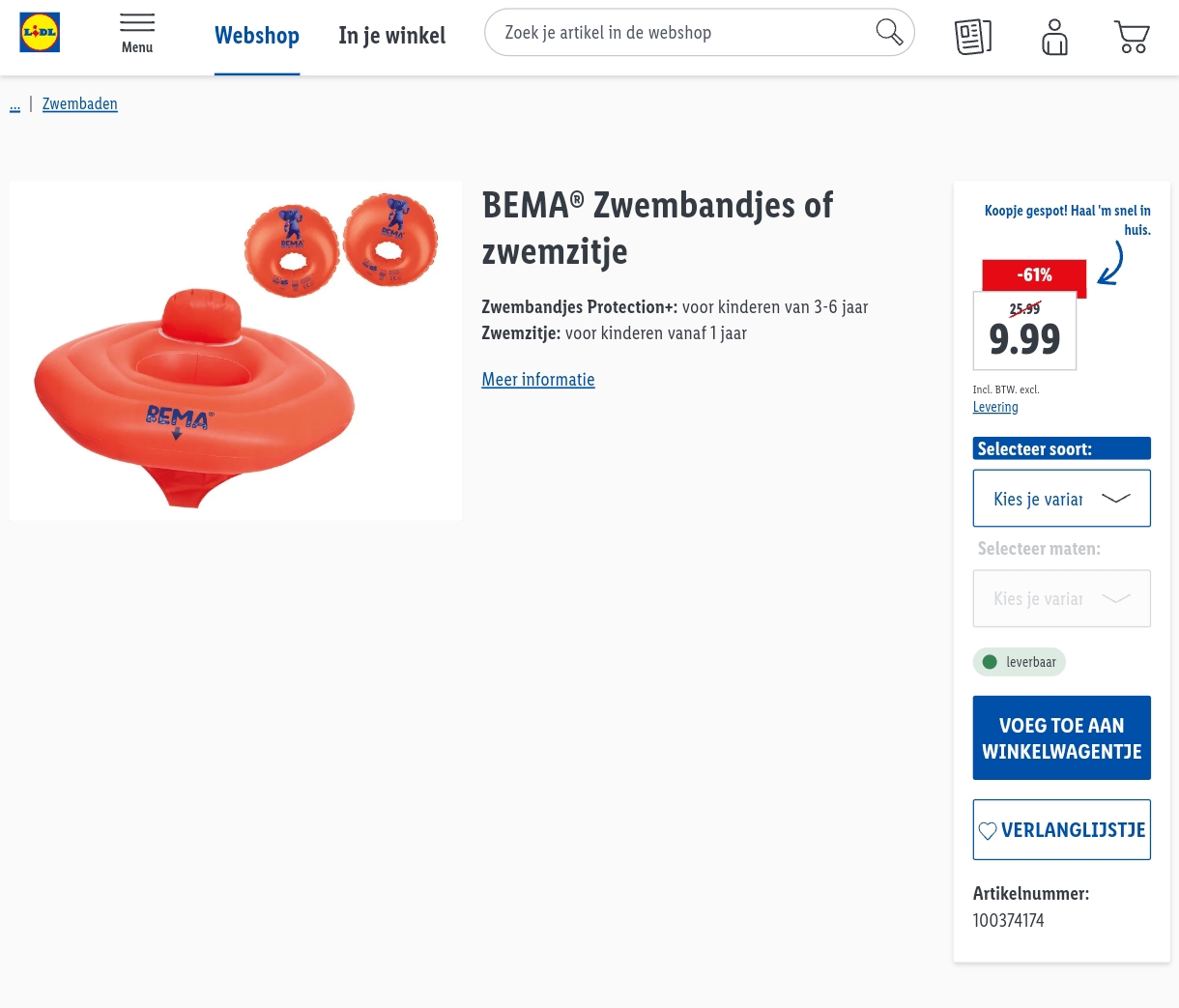 -61% Bema zwembandjes of zwemzitje