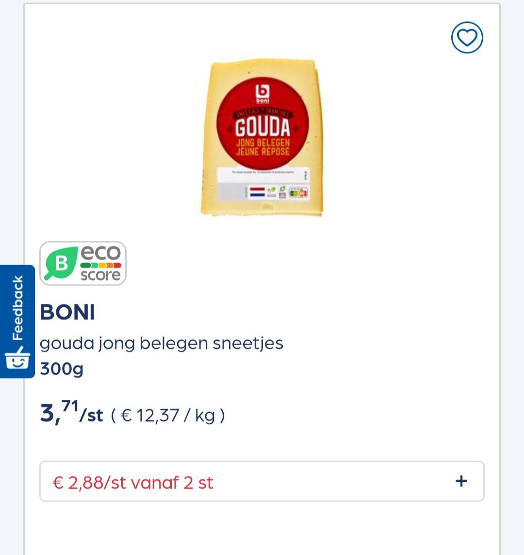 Collect&go BONI gouda jong belegen sneetjes 300g