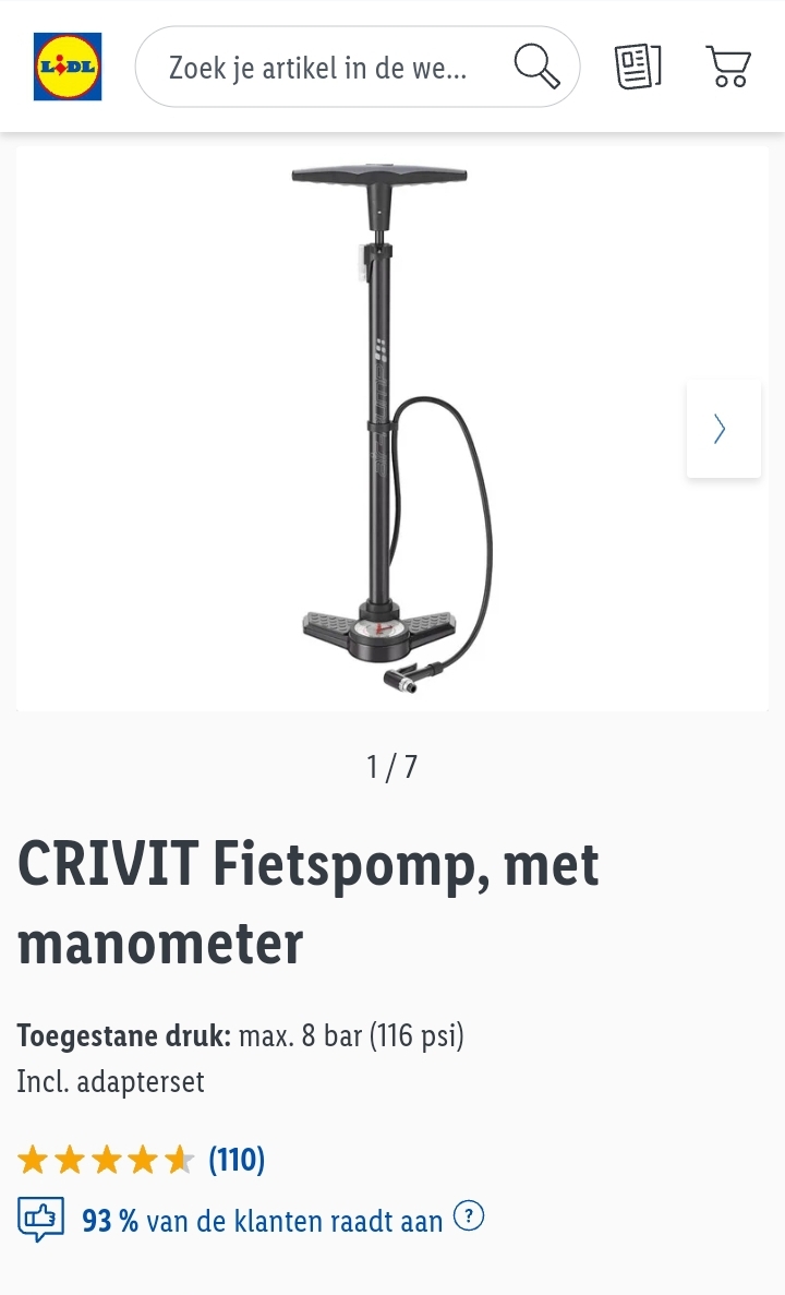 CRIVIT Fietspomp, met manometer