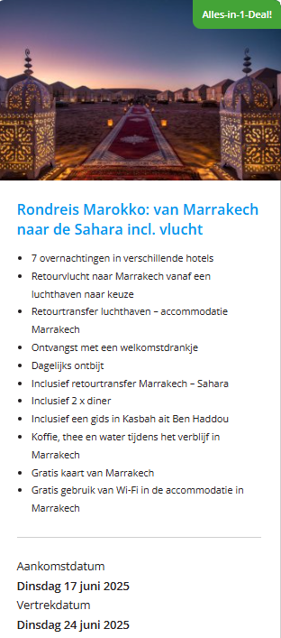 8-daagse rondreis van Marrakech naar de Sahara voor € 432,72 🏜️
