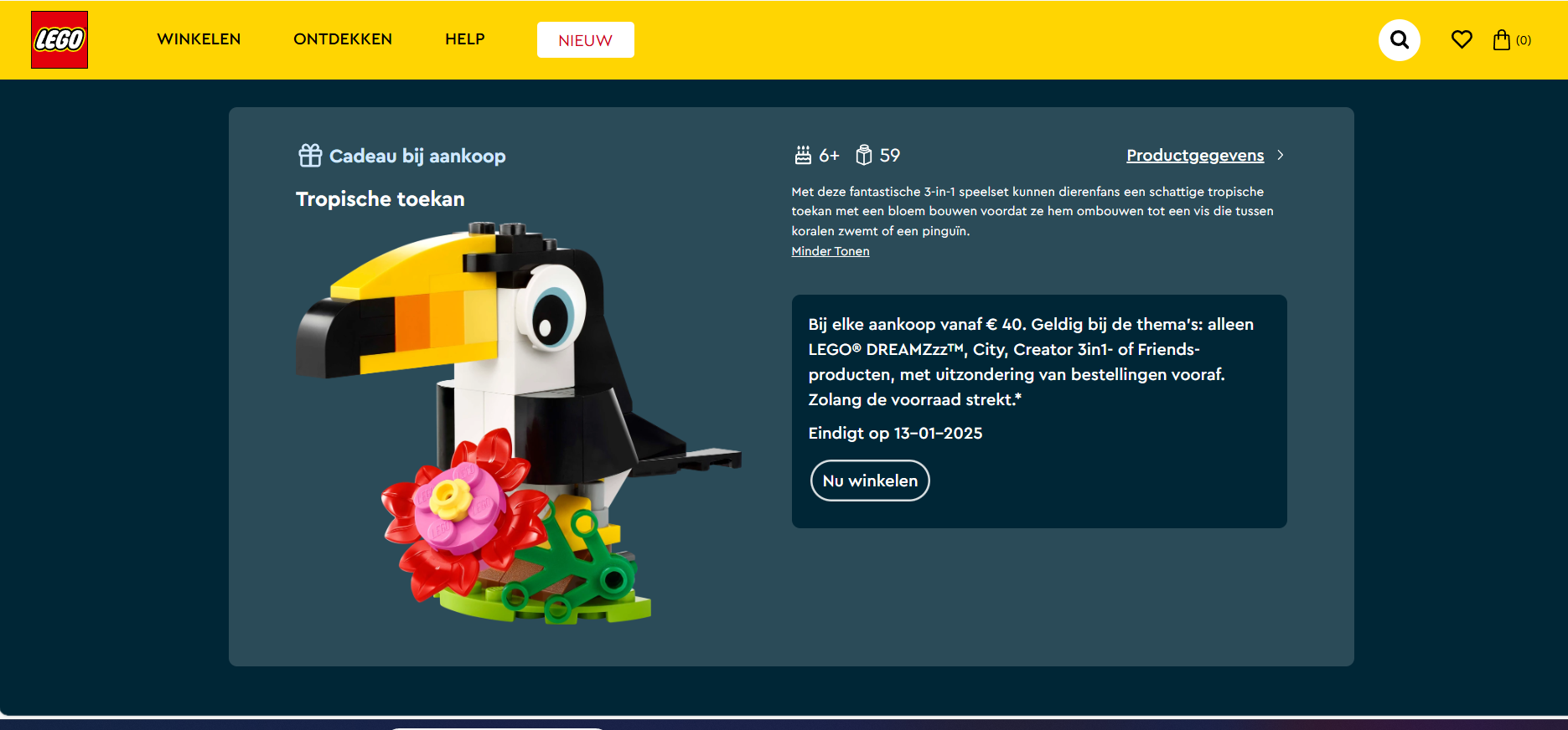 Lego cadeau bij aankoop vanaf 40 euro