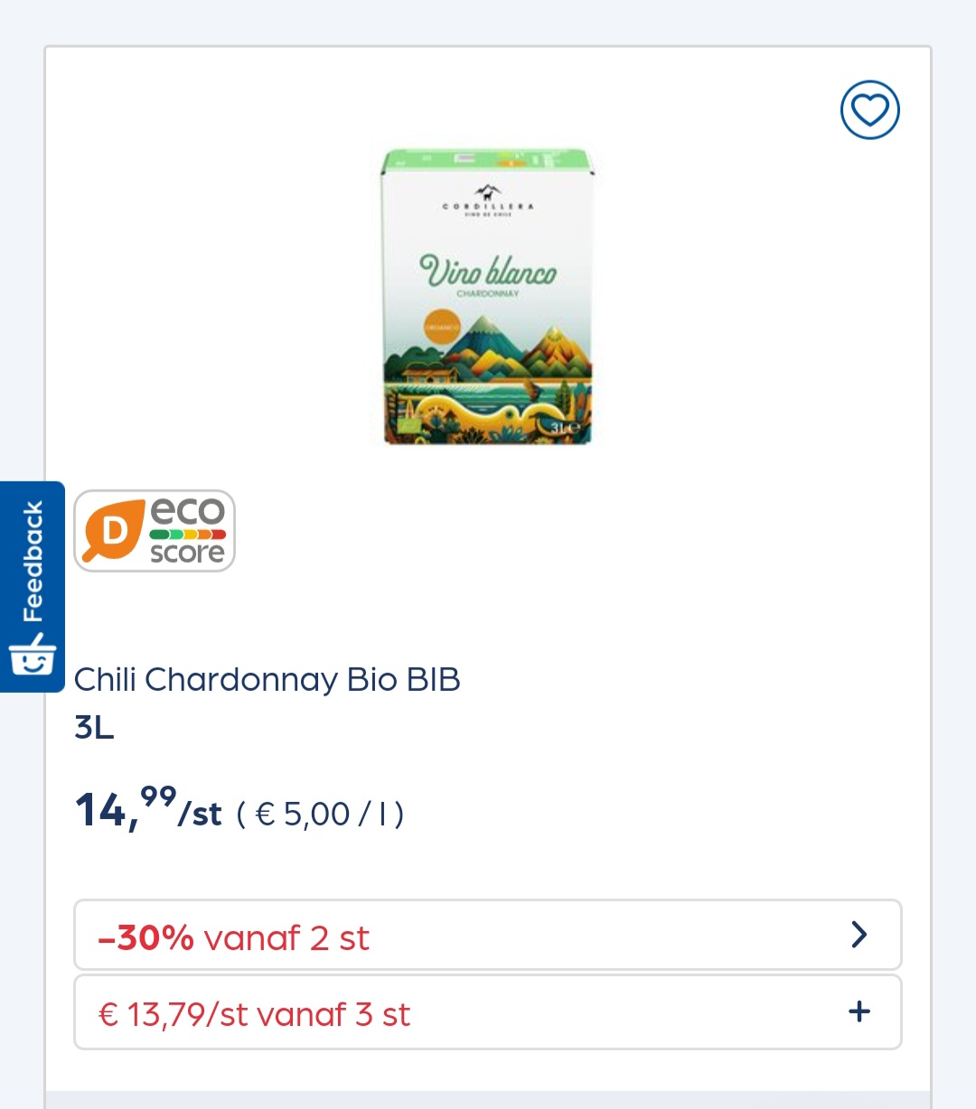 Collect&go Chili Chardonnay Bio BIB 3L