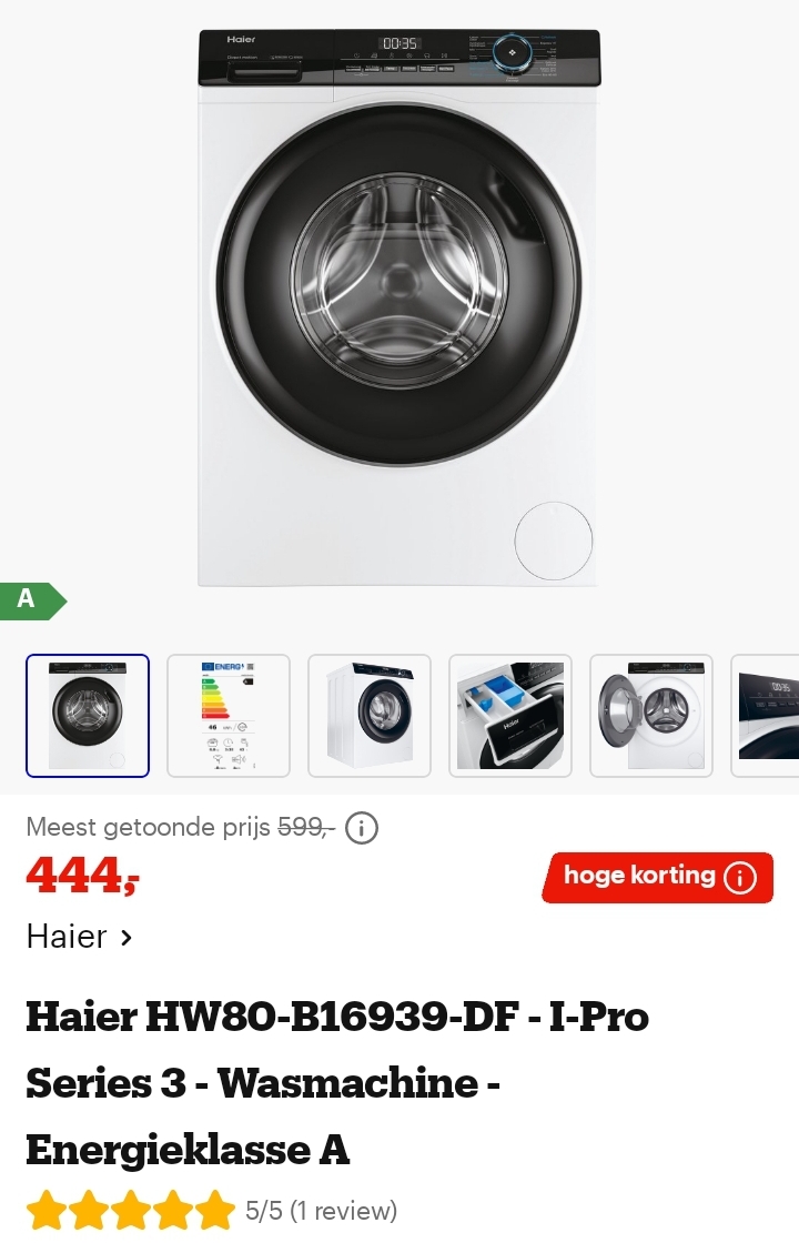 Haier HW80-B16939 wasmachine 8kg