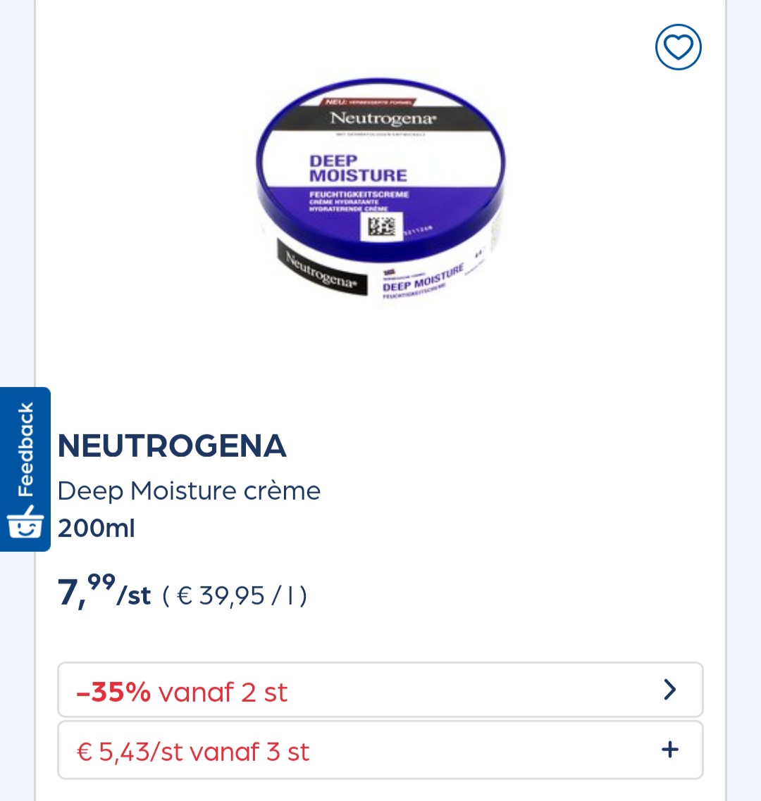 Collect&go NEUTROGENA Deep Moisture crème 200ml